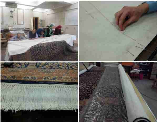 نماذج من ترميم السجاد التاريخي — 5.5×8.5 م و 3×5.5 م — 2